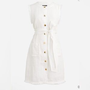 J.Crew Linen Raw Hem Mini shirtdress NWT